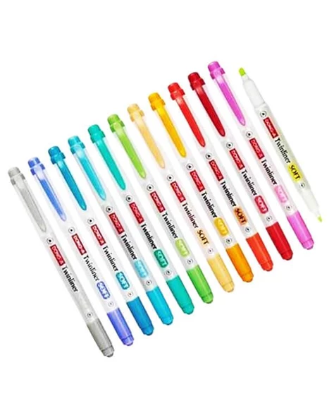 Dong A Twinliner Çift Taraflı 12li Fosforlu Kalem Seti - 2