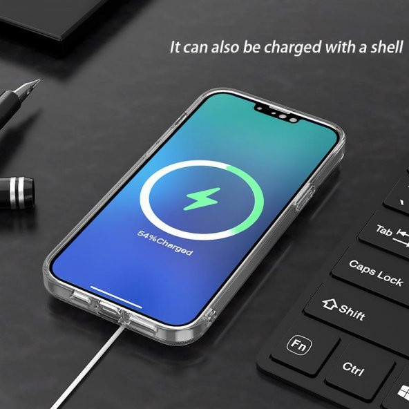 İphone 13 Pro Magsafe Kablosuz Şarj Destekli Manyetik Şeffaf Koruyucu Kılıf - Resim 4