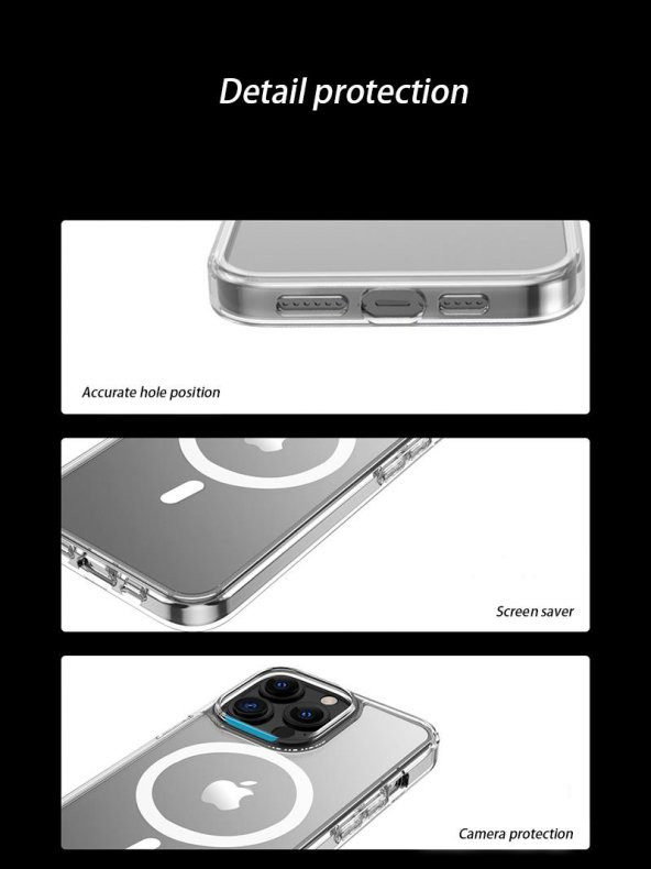 İphone 13 Pro Magsafe Kablosuz Şarj Destekli Manyetik Şeffaf Koruyucu Kılıf - Resim 6