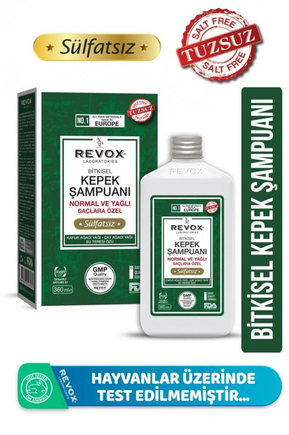 Revox Bitkisel Kepeğe Karşı Etkili Şampuan / Tuzsuz, Sülfatsız - Normal Ve Yağlı Saçlar Için 360 ml