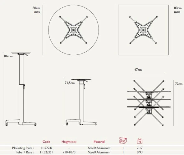 Katlanır Masa Ayağı 11.522 - Yükseklik Ayarlı - Resim 7