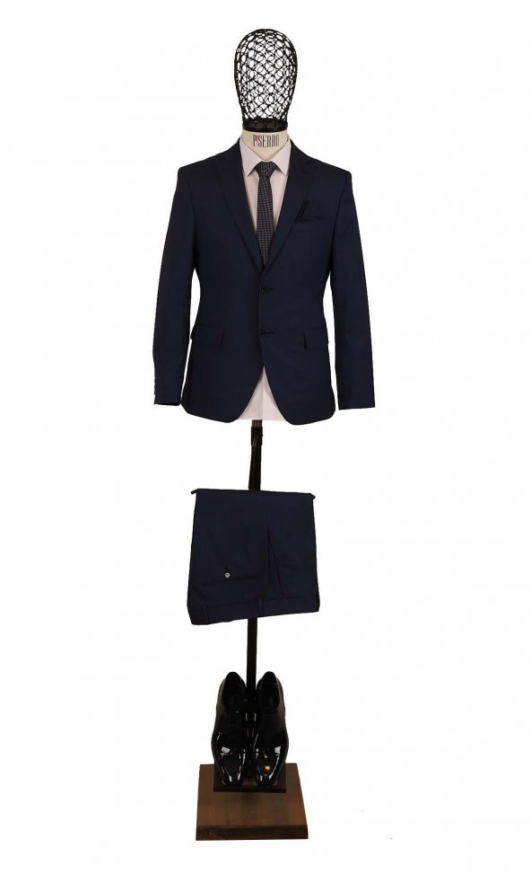 Slim Fit Lacivert Takım Elbise