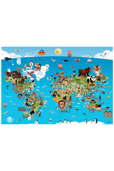 Anatolian 260 Parça XL Puzzle - Karikatür Dünya Haritası 3338 - 2