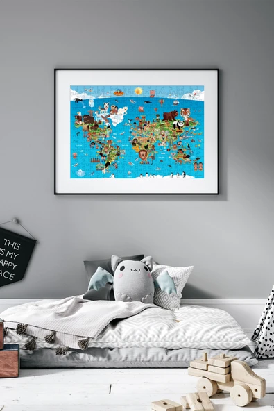 Anatolian 260 Parça XL Puzzle - Karikatür Dünya Haritası 3338 - 3