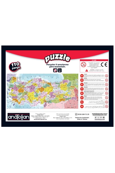 Anatolian 110 Parçalık Eğitici Puzzle - Türkiye Haritası İller 7401 - 4