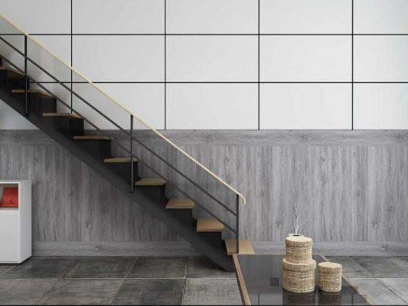 Renkli Duvarlar NWYP09 Yapışkanlı Gri Ahşap Esnek Zemin Yer Duvar Döşeme Parkesi ürün görseli