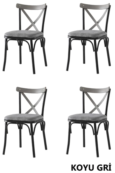 4 Adet Çapraz Bahar Sandalye - 8