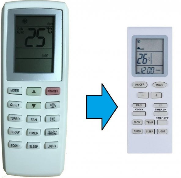 Gree YV1F7- YV1F7F Klima Kumandası - Eşdeğer