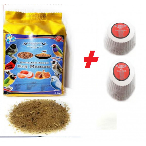 Muhabbet Kanarya Maması Kurtlu Polenli 1 KG 2 Adet Gaga Taşı