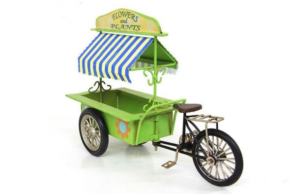 Dekoratif Metal Üç Tekerlekli Çiçek Arabası Biblo Hediyelik - Resim 5
