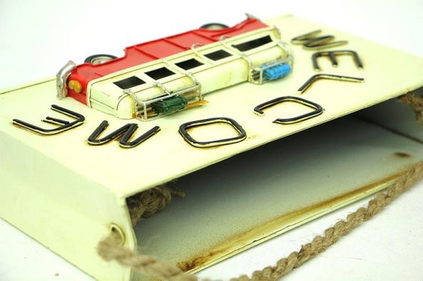 Dekoratif Metal Saksı Vintag Minibüs Temalı Hediyelik - 4