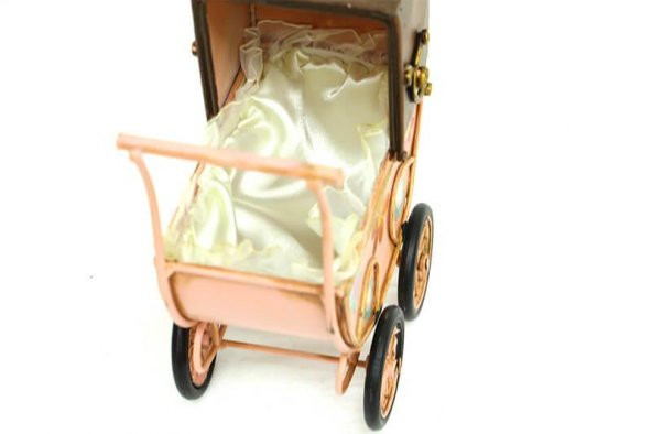 Dekoratif Metal Bebek Arabası Biblo Vintage Hediyelik - 4