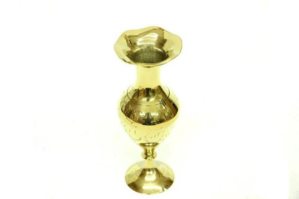 Vazo Düz Model Tamamı Pirinç Dekoratif Hediyelik - 3