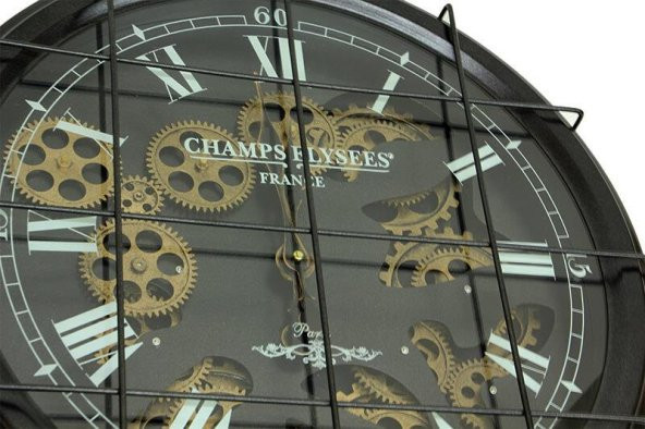 Saat Çarklı Izgaralı Duvar Saati Dekoratif Ev Ofis Hediyelik - 4