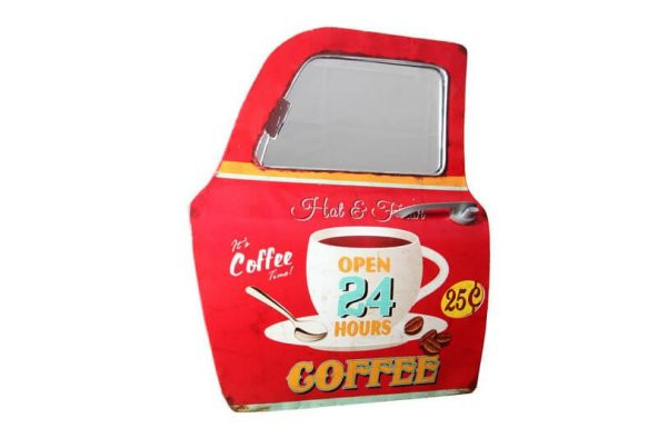 Dekoratif Coffee Temalı Kırmızı Araba Kapısı Ayna Hediyelik - 3