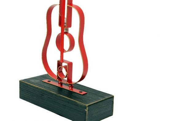 Obje Gitar Ahşap Standlı Biblo Dekoratif Ev Ofis Hediyelik - 5