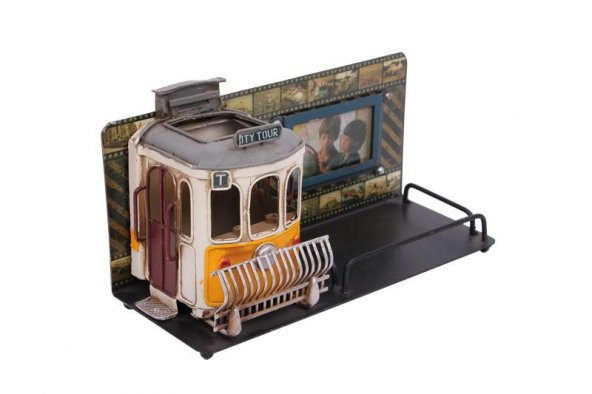 Dekoratif Metal Kalemlik Çerçeveli Tramvay Temalı Hediyelik - 3