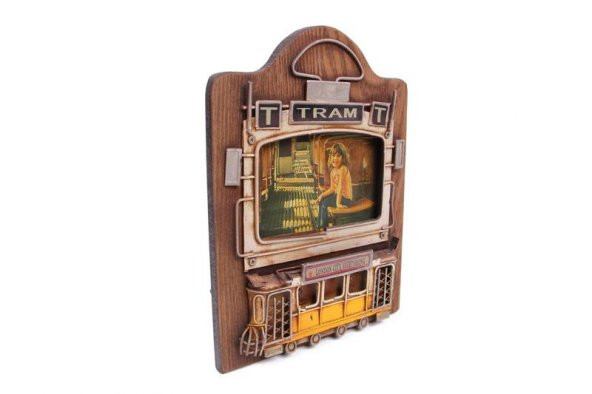 Dekoratif Metal Çerçeve Tramvay Dekorlu Vintage Hediyelik - 2