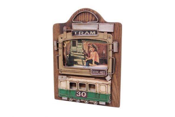 Dekoratif Metal Çerçeve Tramvay Dekorlu Vintage Hediyelik - 3