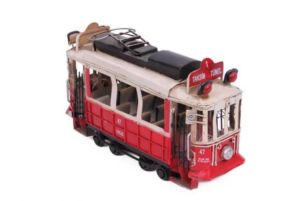 Dekoratif Metal Taksim Tramvay Vintage Biblo Hediyelik - Resim 4