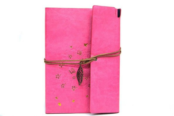 Defter Deri Kaplı Ağaç Baskılı Hediyelik - 3