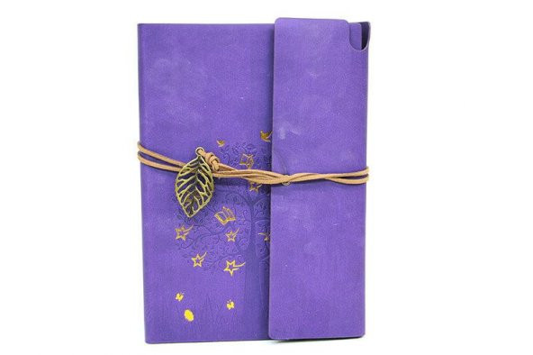 Defter Deri Kaplı Ağaç Baskılı Hediyelik - 4