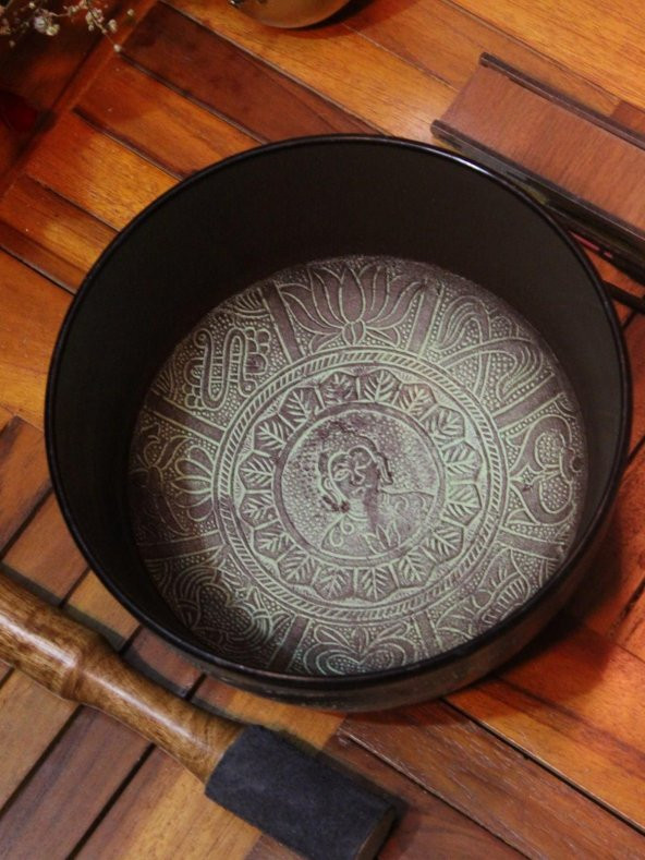 Meditasyon Çanı Yoga Çanı Tibet Çanağı Singing Bowl Buda Desenli - 2