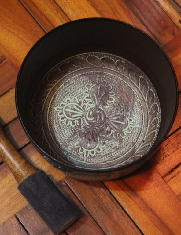 Meditasyon Çanı Yoga Çanı Tibet Çanağı Singing Bowl Desenli - 2
