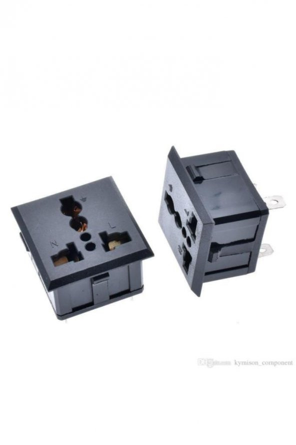 45x45 mm Universal Priz Siyah - Resim 2