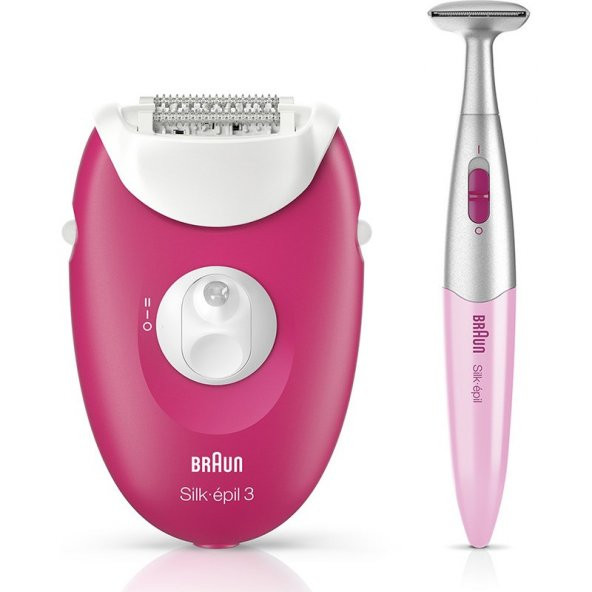 Braun Silk-épil 3 3420 Epilatör Ahududu Pembe - 2 Ek Parçalı Kablolu Epilatör / Epilasyon