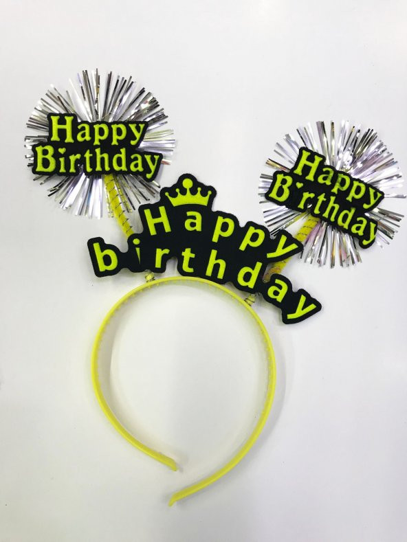 Parti AKsesuar Happy Birthday Neon Renk Doğum Günü Tacı 12 Adet - 2