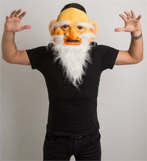 Parti Uzun Ak Sakallı Gulyabani Halloween Maskesi Küçük Boy - 2