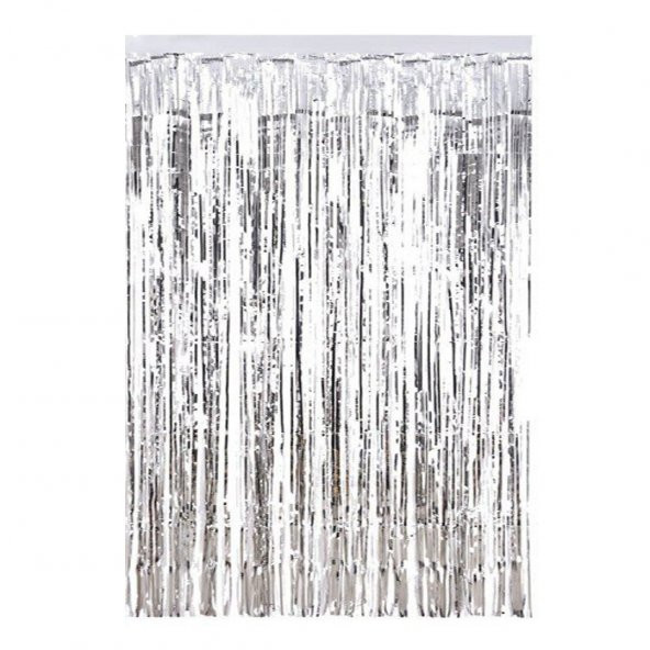 Parti Aksesuar Işıltılı Duvar ve Kapı Perdesi Gümüş 90x200 cm ürün görseli
