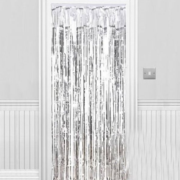 Parti Aksesuar Işıltılı Duvar ve Kapı Perdesi Gümüş 90x200 cm - Resim 2