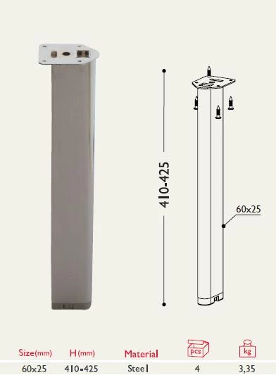 Sehpa Ayağı 13.300 - 60*25mm (4 Adet) - Resim 2