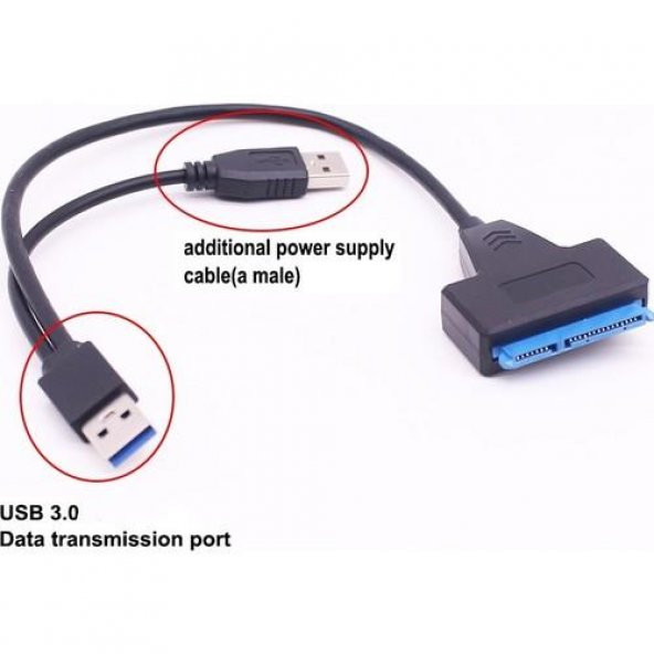 USB 3.0 To Sata 2.5" 3.5" HDD KABLO12V Power Adaptörlü - 5
