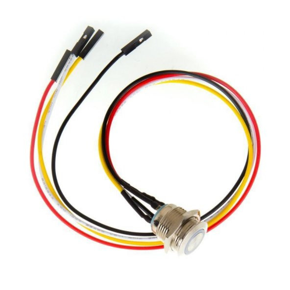 Metal Ledli Kasa Start Power Butonu Kablolu  60 cm 19 mm