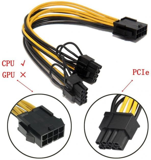 8 pin cpu - 2x8 pin Pcı-e Çevirici Kablo - Resim 5