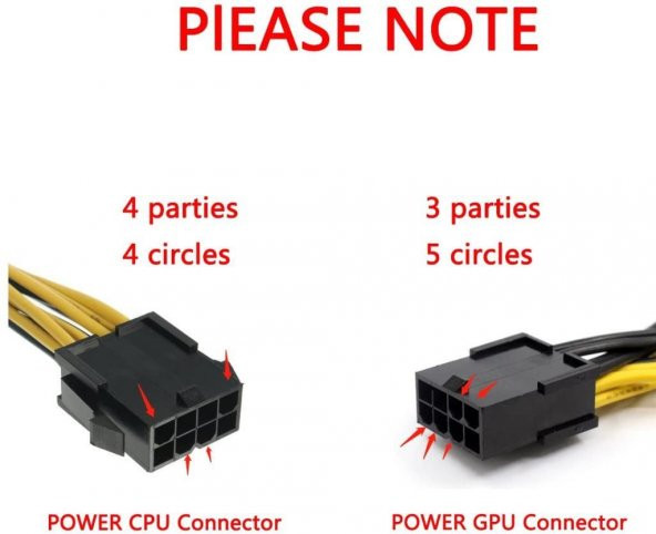 8 pin cpu - 2x8 pin Pcı-e Çevirici Kablo - Resim 7