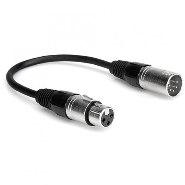 5-Pin XLR Erkek to 3-Pin XLR Dişi DMX Adaptör Kablo 1 metre