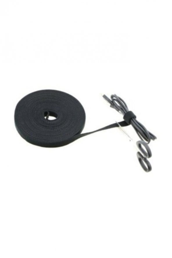 Kablo Düzenleyici Cırt Cırtlı Bant, 1 metre, 15mm x 2.6mm, siyah renk - 3