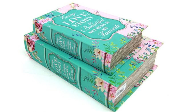 Kutu Kitap Love Story 2li Set Kitap Kutusu Dekoratif Hediyelik