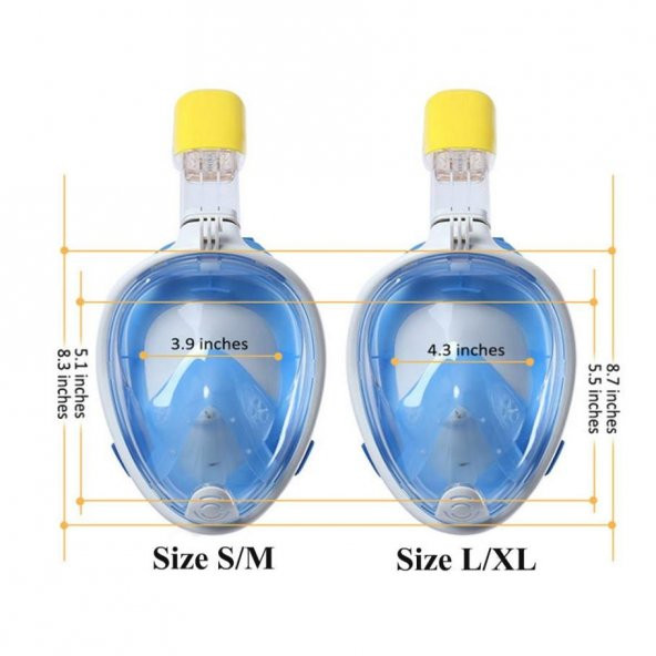 Full Face Şnorkel Dalış Maske Tam Yüz Anti-Sis ve Sızıntı S/M - 3
