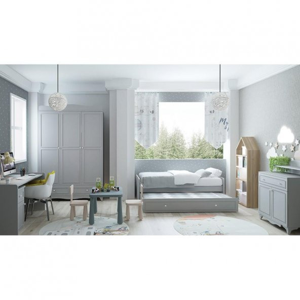 Babyhope Victory 873-80 Bebek Odası Şifonyer Gri Bebek Dolabı - 5