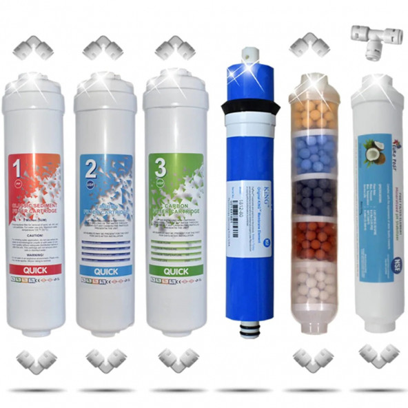 Kapalı Kasa 12 Inç İnline Su Arıtma Cihaz Filtresi 10 Aşamalı Ultra Mineral Takviyeli Set