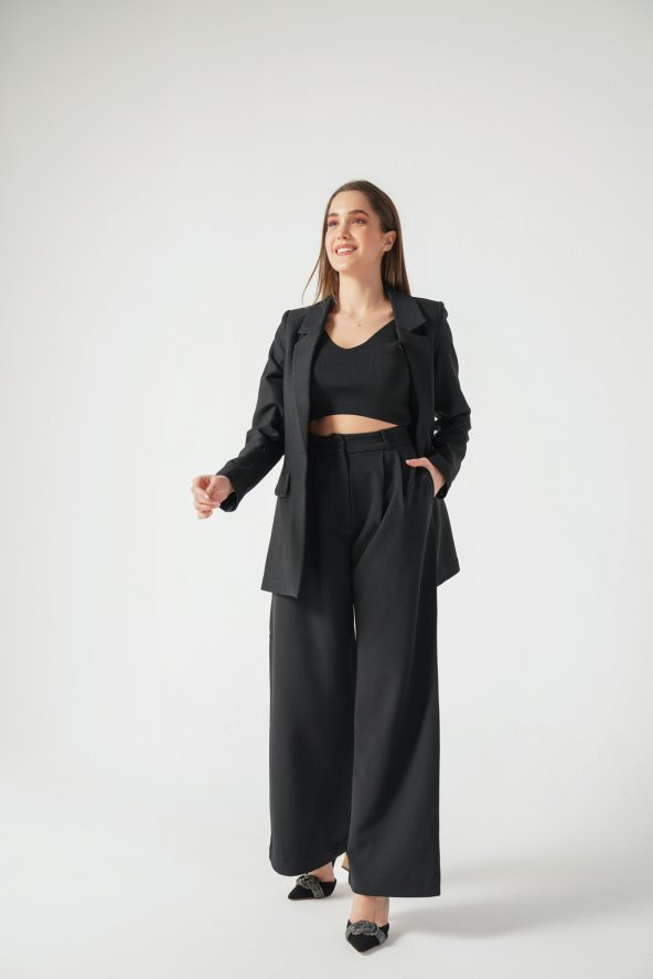 Önü Pensli Palazzo Pantolon - 5