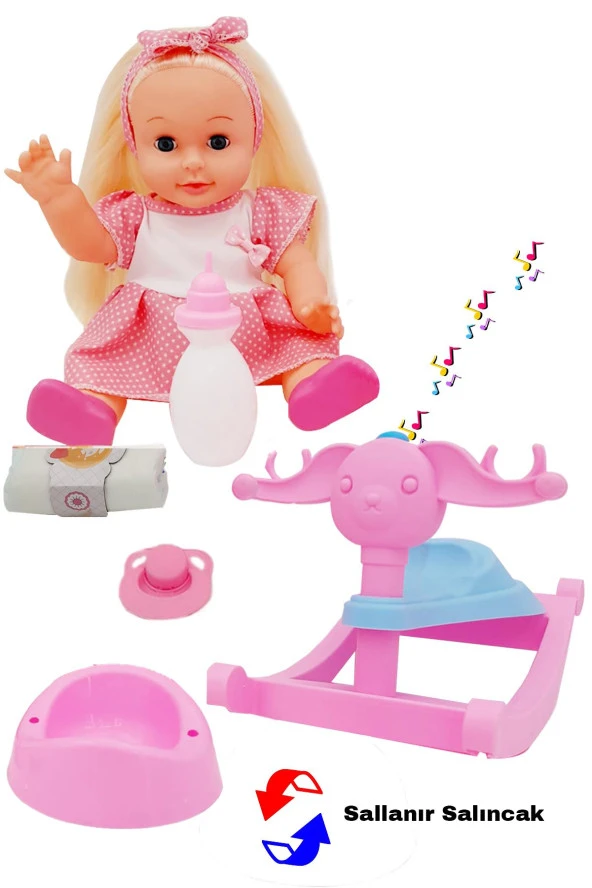 Global Toys Panda Salıncaklı Altını Islatan Roza Et Bebek