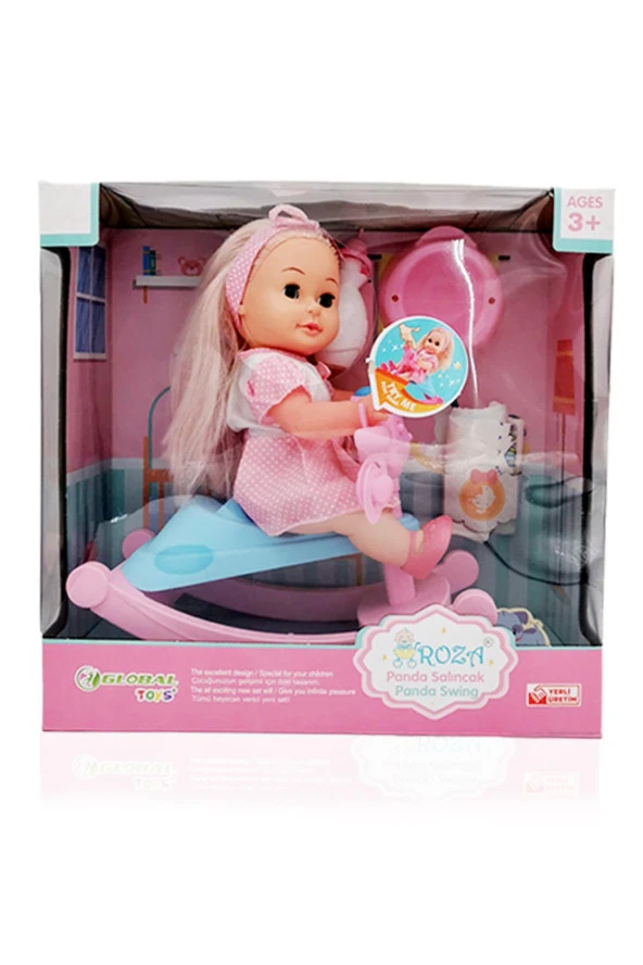 Global Toys Panda Salıncaklı Altını Islatan Roza Et Bebek - 4