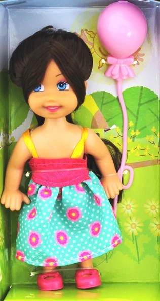 Cute Girl Pembe Balonlu Kumral Mini Bebek - 3