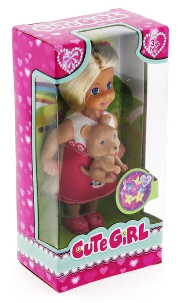 Cute Girl Kahverengi Köpekli ve Sarışın Mini Bebek - 2